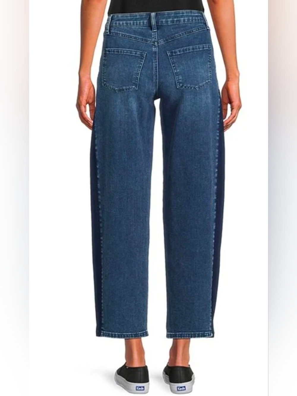 Kut from the Kloth Two-Tone Dark and Medium Blue High-Rise Jeans And Wide Leg